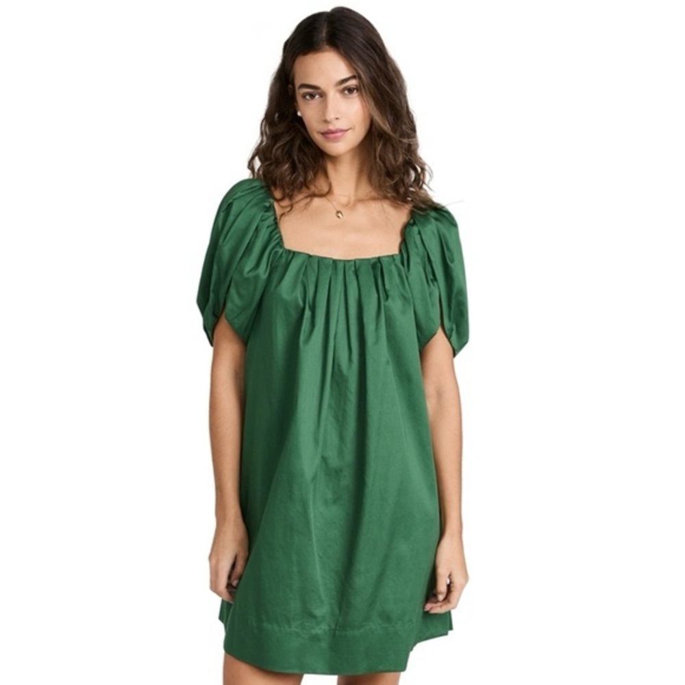 Rebecca Taylor 100% Cotton Green Puff Sleeve Mini Dress NWT | Size 2